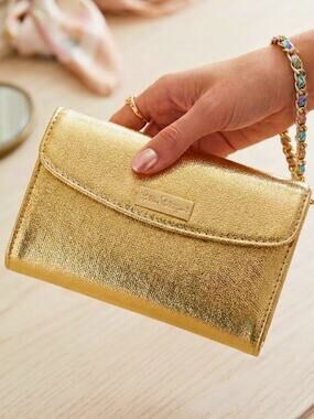 Lilly Pulitzer Bahama Metallic Gold Wristlet Phone Wallet – NWOT